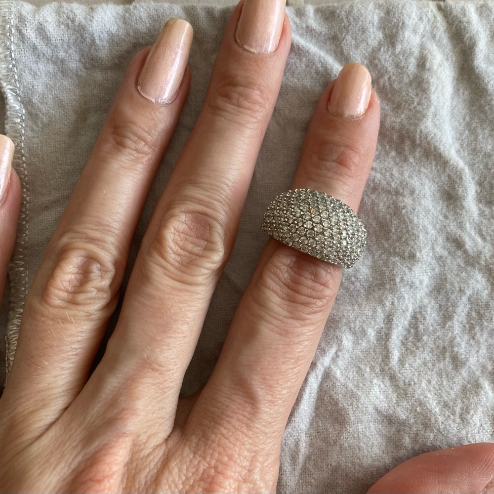 Sterling silver Wide band cubic zirconias size 7 ring